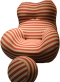 Mother hugs sofa