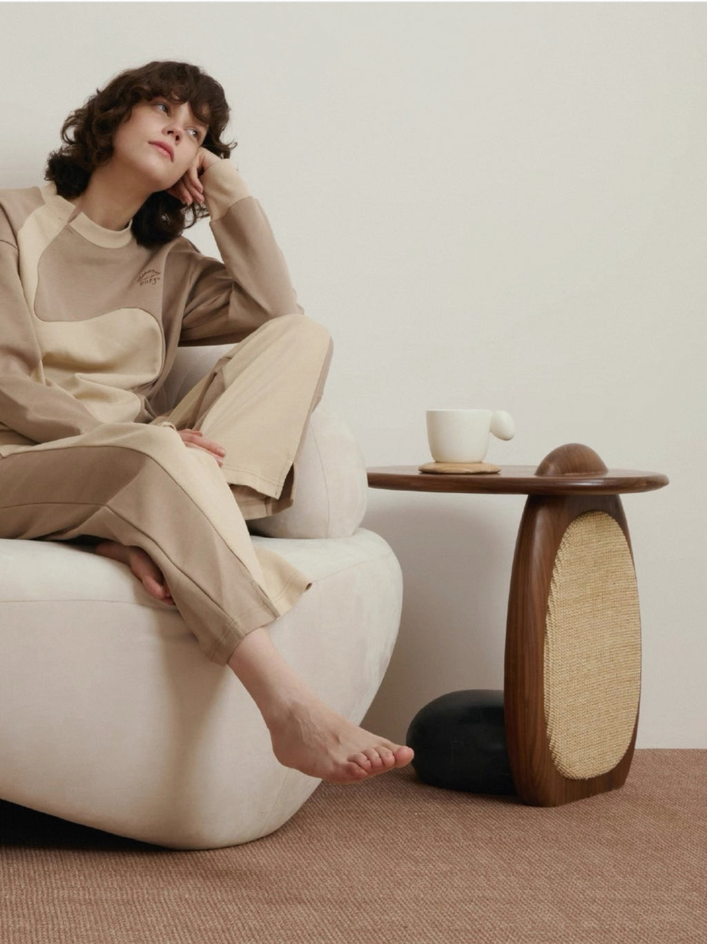 Weave-Wood Oval Side Table卵石猫抓板茶几-CJ- B01-cat friendly coffee table