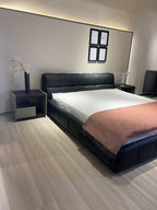 Modern puff bed-Genuine leather Customizable fabric- King or Queen size
