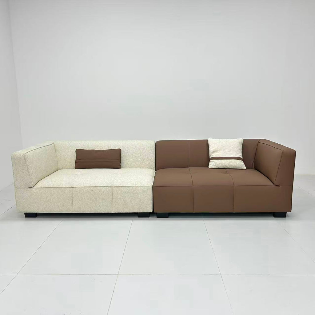 Two-Tone Fusion Sofa-fabric & genuine leather combine