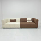 Two-Tone Fusion Sofa-fabric & genuine leather combine